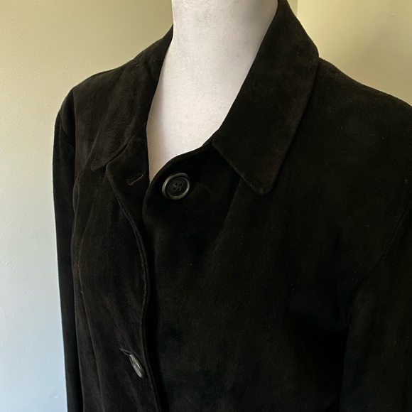 Maxfield Parrish Full length Black Suede Coat - Picture 2 of 5